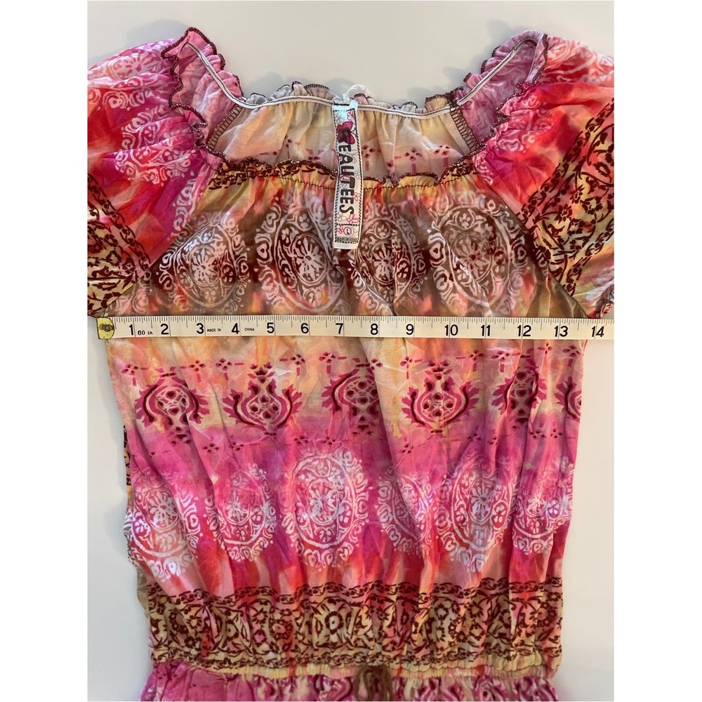 3 Girls Colorful Boho Peasant Tops Size Large - Picture 4 of 16